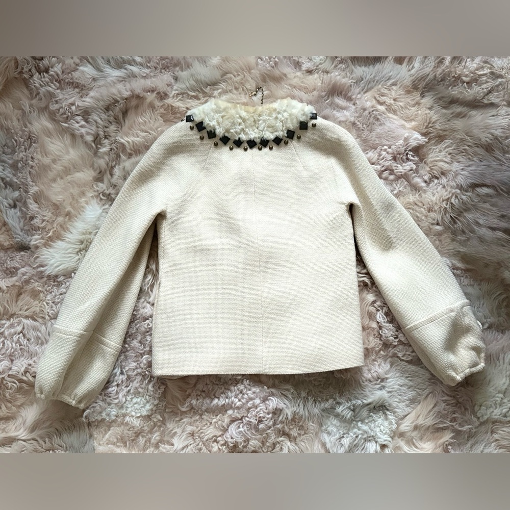 Rebecca Taylor Cream Blazer with Faux Fur Collar - Picture 4 of 5
